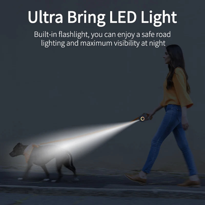 Automatic Retractable Luminous Dog Walking Rope With Lights!